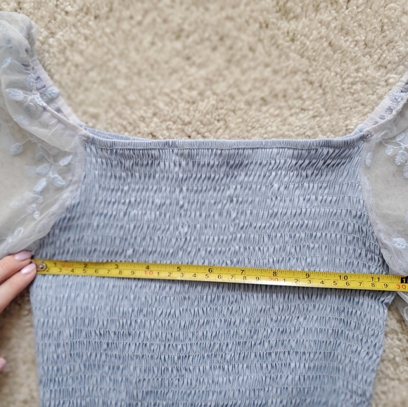 Shein light blue bodycon mesh floral long sleeve spandex dress Small - Picture 9 of 12